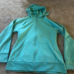 Woman’s north face fleece full zip sweater sz large mint green